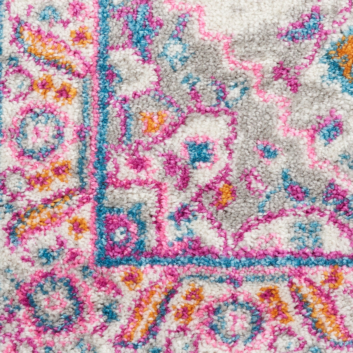 Nourison Passion 2'2" x 7'6" Light Grey/Pink Bohemian Indoor Rug