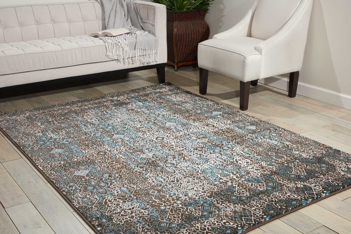 Nourison Karma 9'3" x 12'9" Blue Vintage Indoor Rug