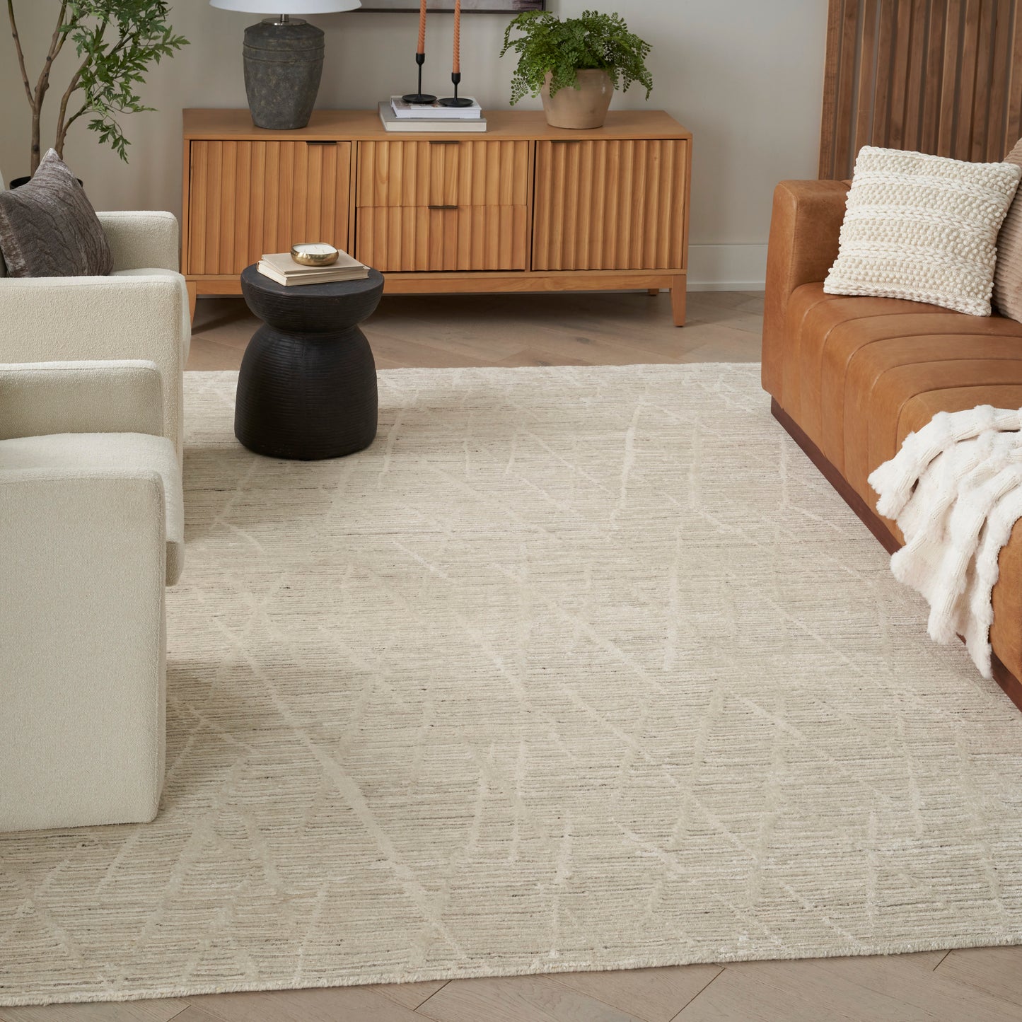 Nourison Ocean 9'9" x 13'9" Pearl Modern Indoor Rug