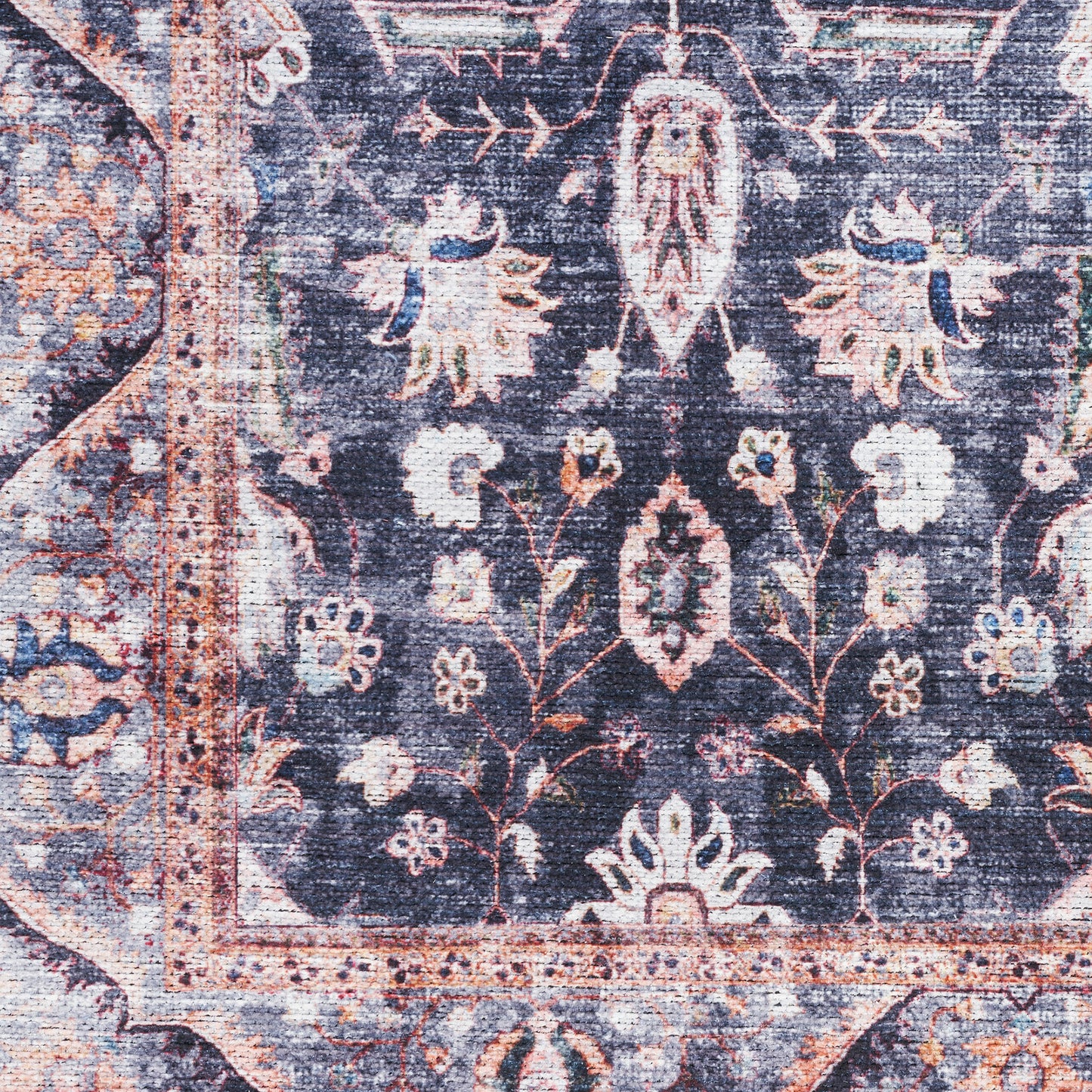 Nourison Grand Washables 4' x 6' Navy Ivory Vintage Indoor Rug