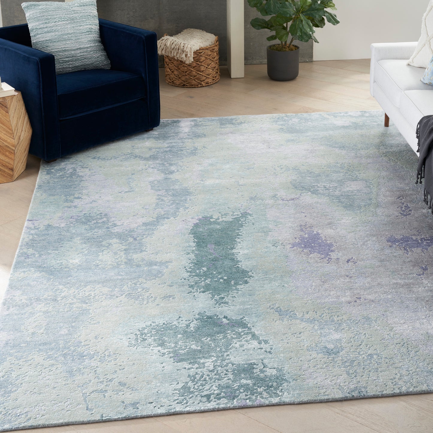 Nourison Silk Shadows 8'6" x 11'6" Blue Green Modern Indoor Rug