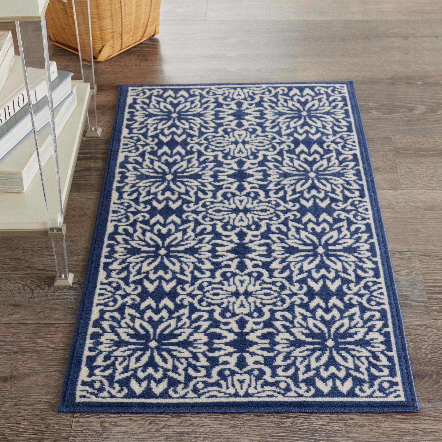 Nourison Jubilant 2' x 4' Navy/Ivory Farmhouse Indoor Rug