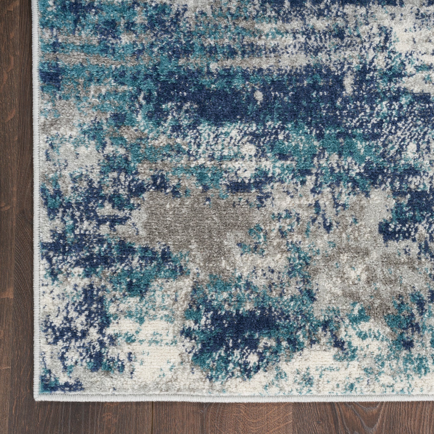 Nourison Passion 2'2" x 10' Ivory Teal Modern Indoor Rug
