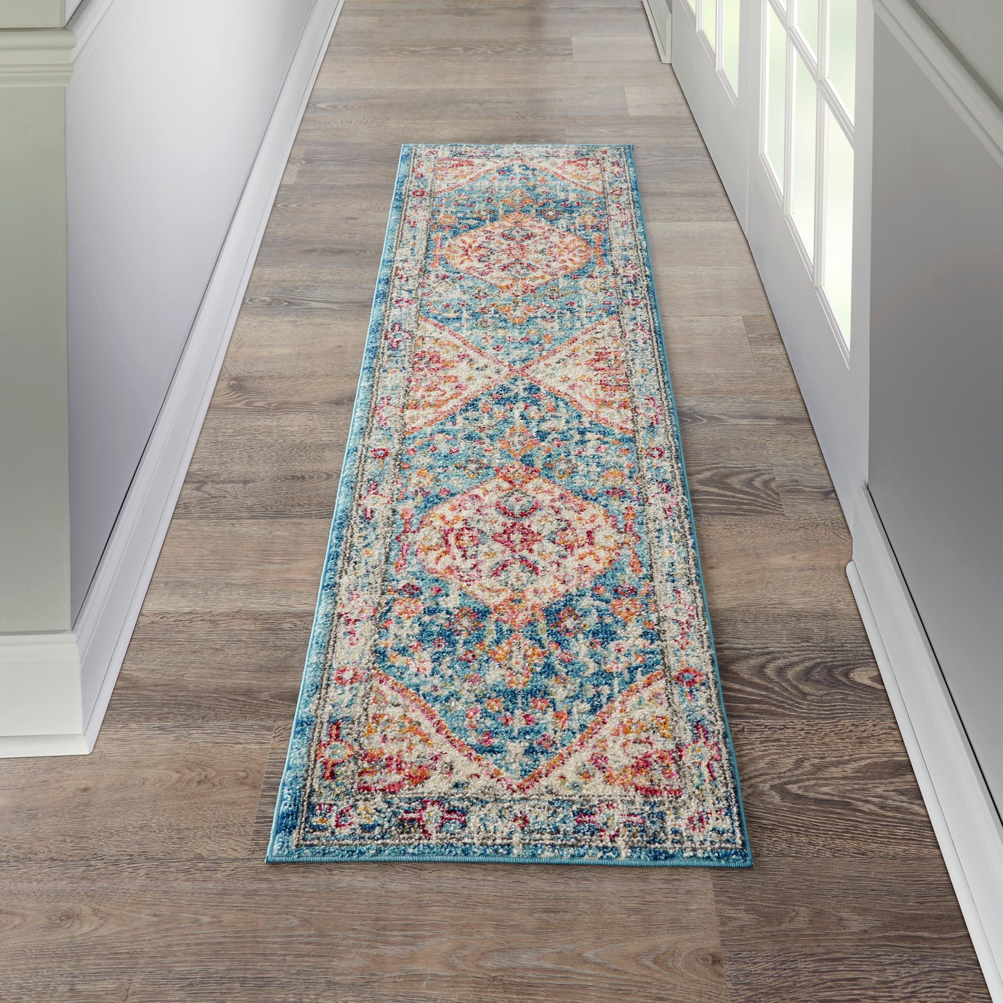 Nourison Passion 2'2" x 7'6" Ivory/Light Blue Bohemian Indoor Rug