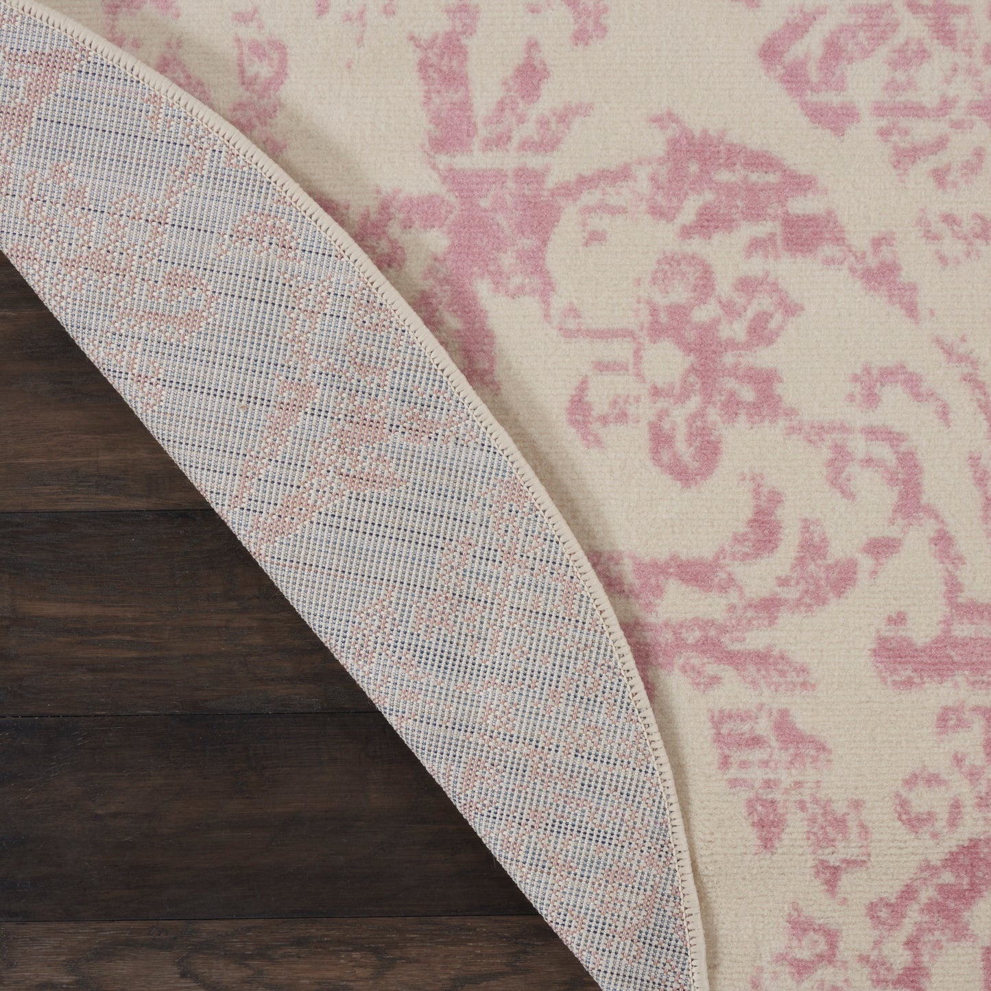 Nourison Jubilant 5'3" x Round Ivory Pink Vintage Indoor Rug