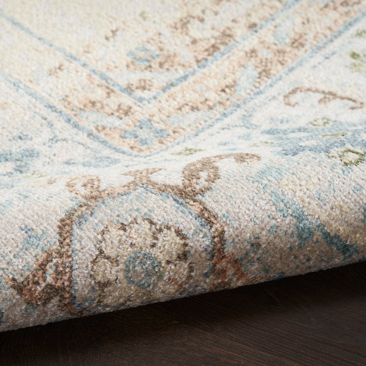 Nourison Astra Machine Washable 9' x 12' Ivory Blue Vintage Indoor Rug