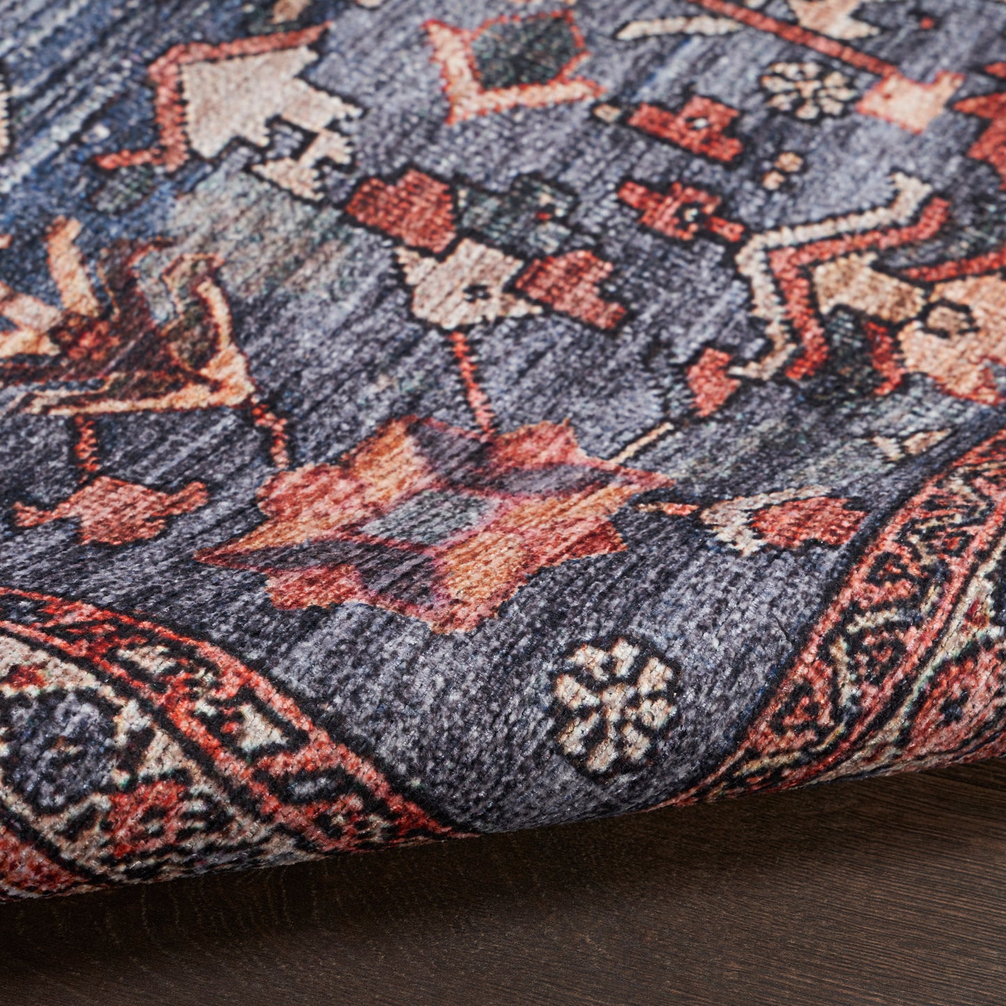 Nourison Grand Washables 2' x 6' Navy Brick Vintage Indoor Rug