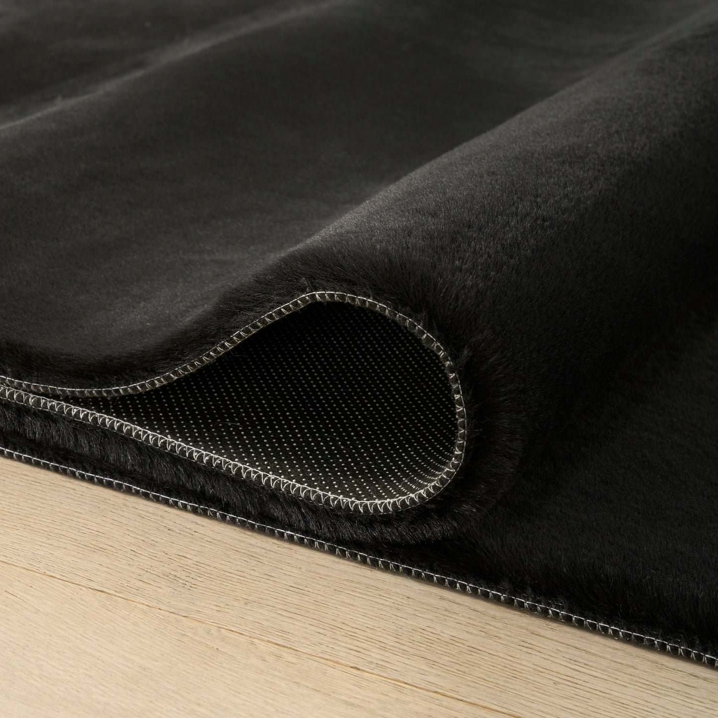 Nourison Soft Plush Rabbit Fur 5' x 7' Black Contemporary Indoor Rug