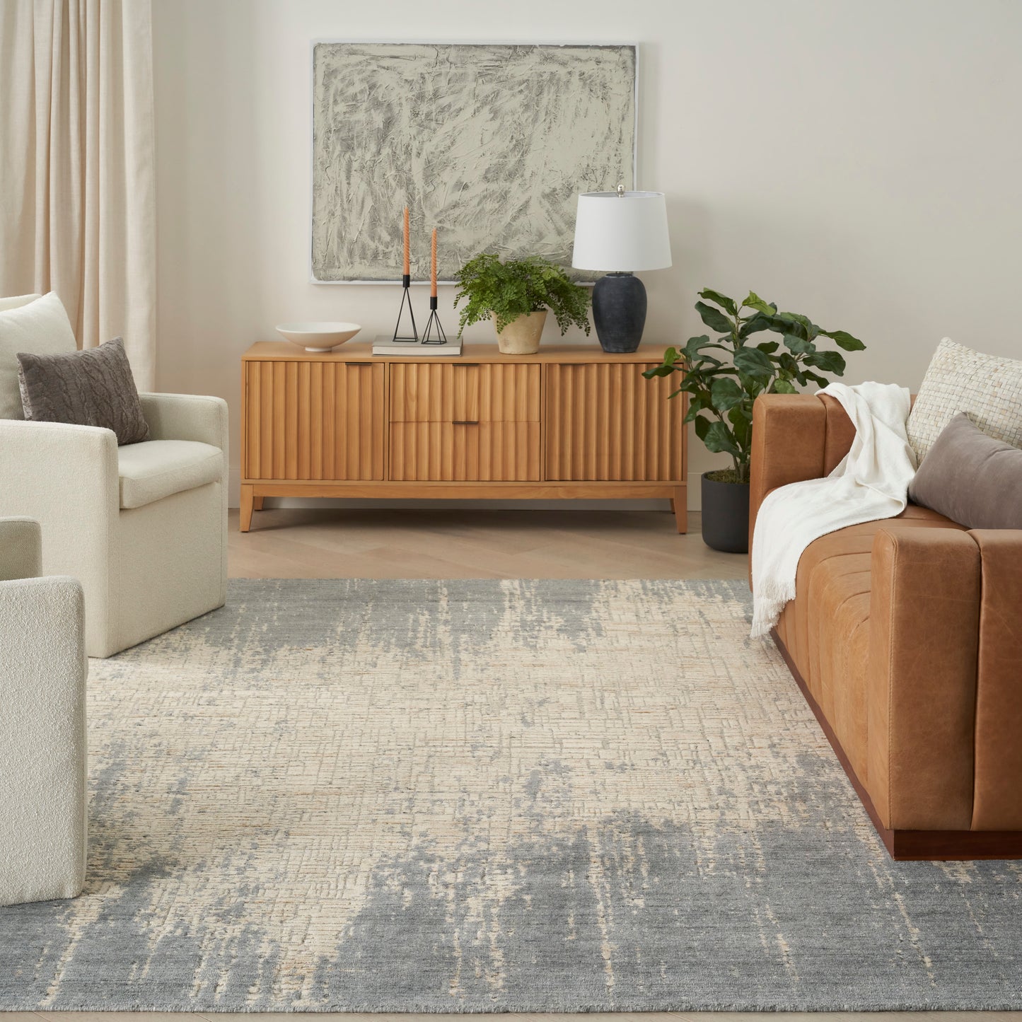 Nourison Harmony 8'6" x 11'6" Slate Beige Modern Indoor Rug
