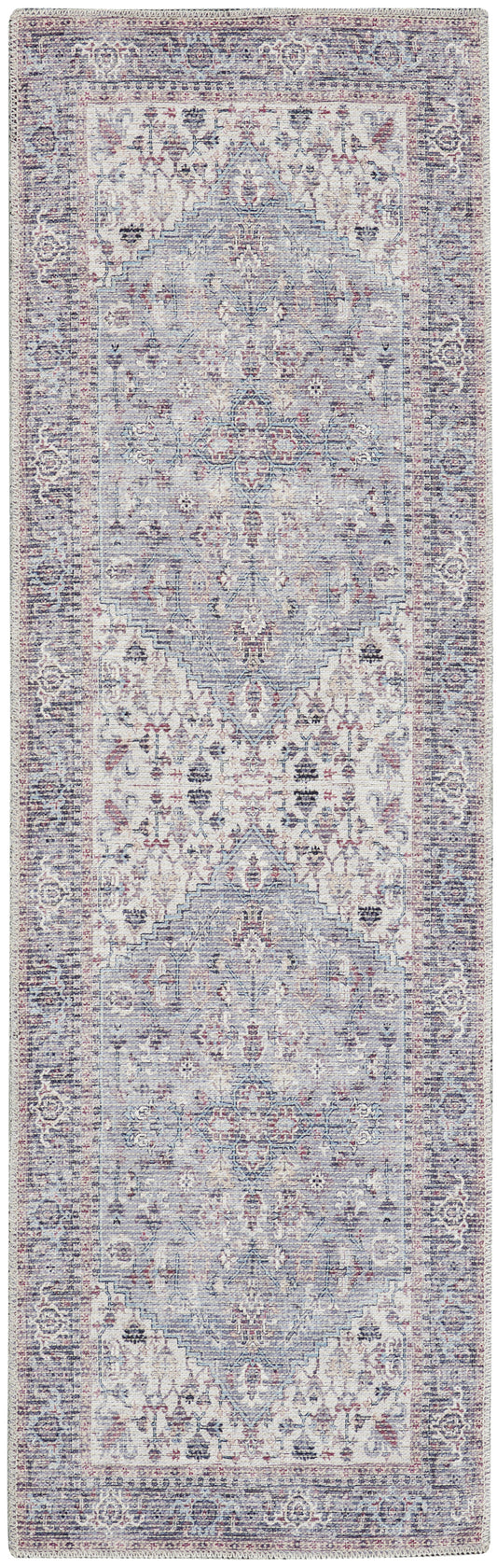 Nicole Curtis Machine Washable Series 1 2'2" x 12' Grey Vintage Indoor Rug