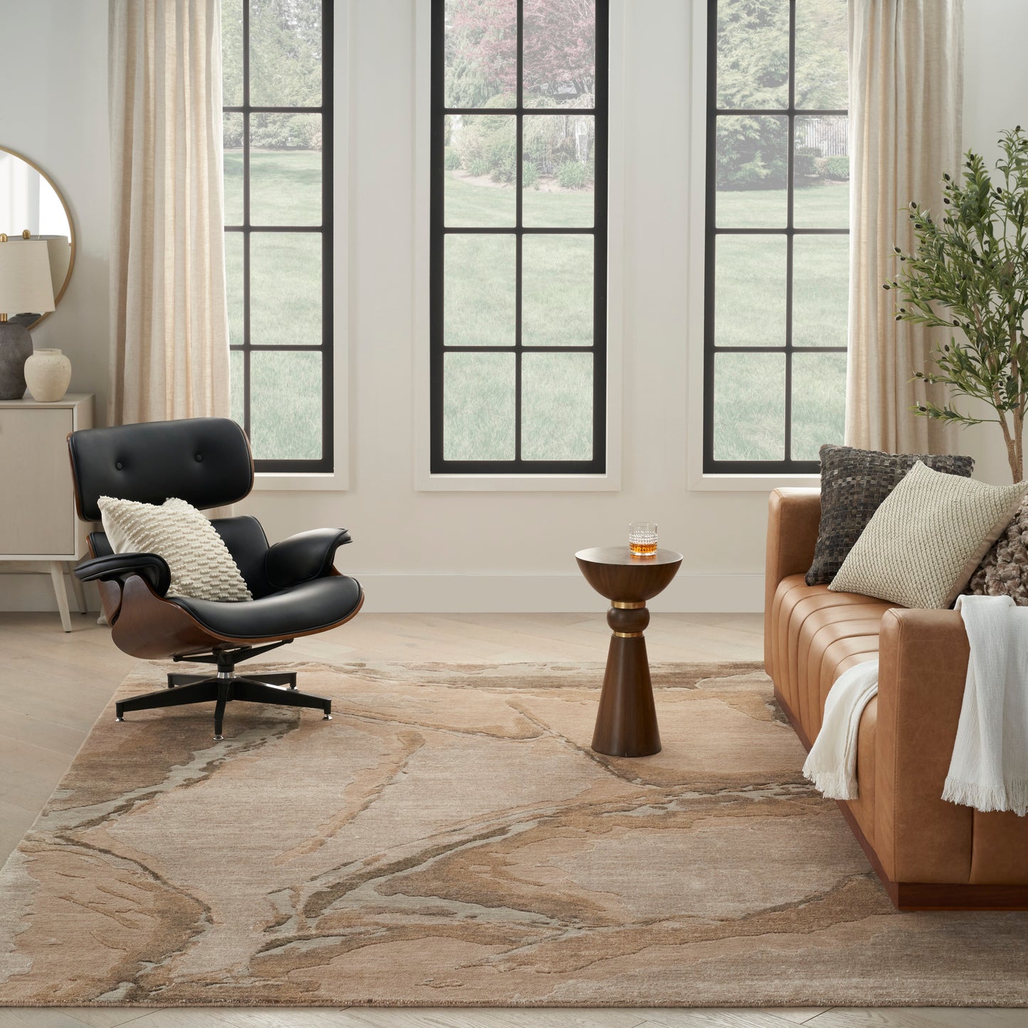Nourison Silk Shadows 9'9" x 13'9" Beige Silver Modern Indoor Rug