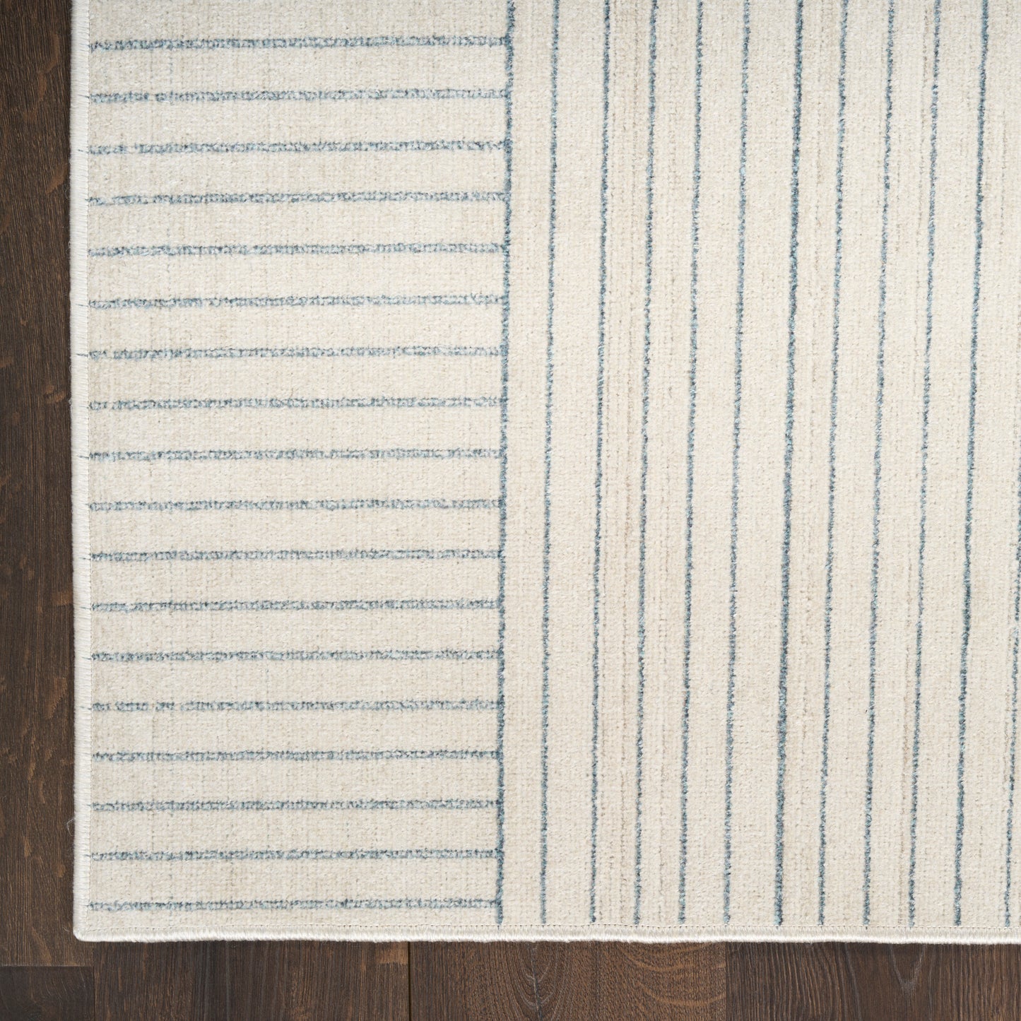 Nourison Washable Decor 5'3" x 7' Cream Blue Modern Indoor Rug