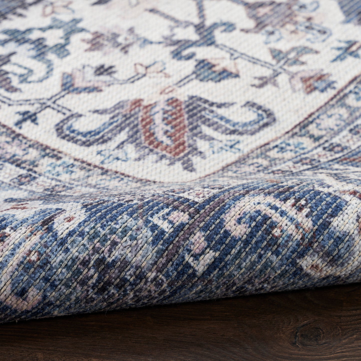 Nicole Curtis Machine Washable Series 1 10' x 14' Navy Ivory Vintage Indoor Rug