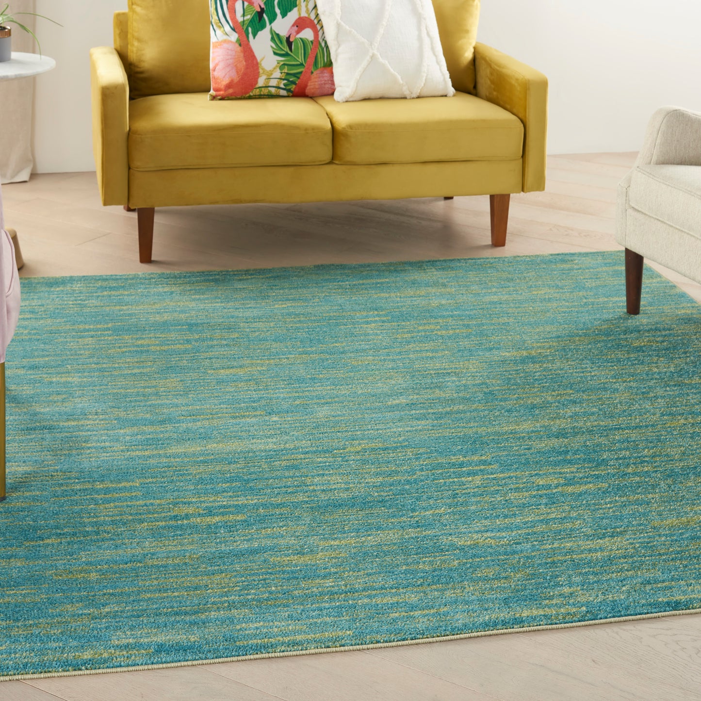 Nourison Nourison Essentials 5' x Square Blue Green Outdoor Rug