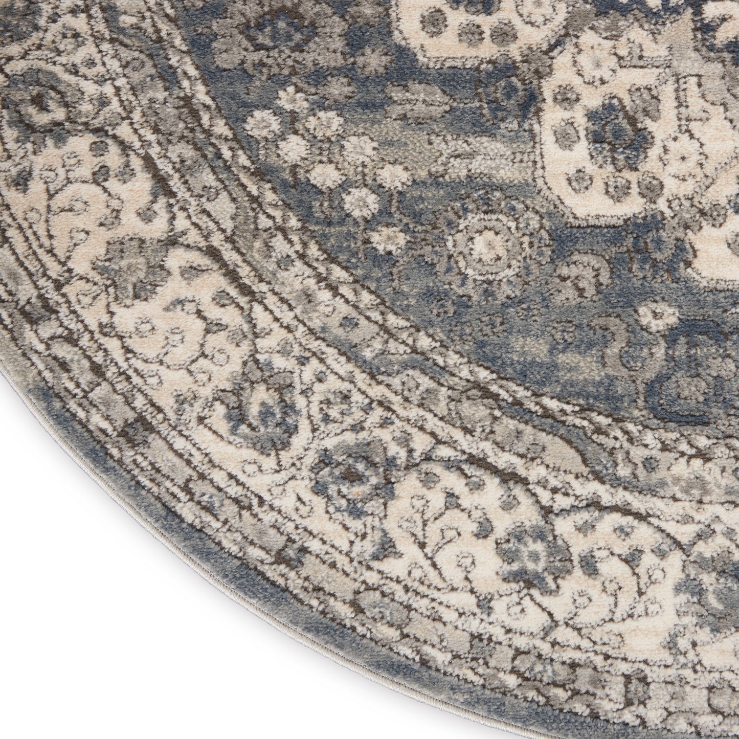 Nourison Quarry 5'3" x Round Grey/Ivory Vintage Indoor Rug