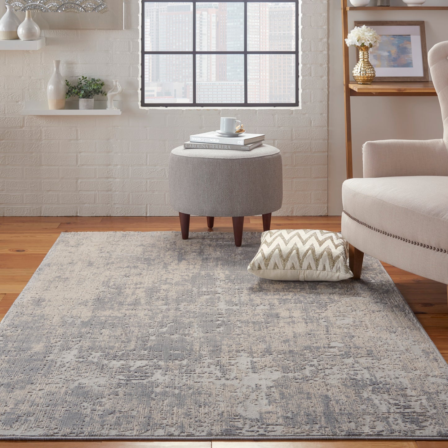 Nourison Rustic Textures 3'11" x 5'11" Ivory/Silver Modern Indoor Rug