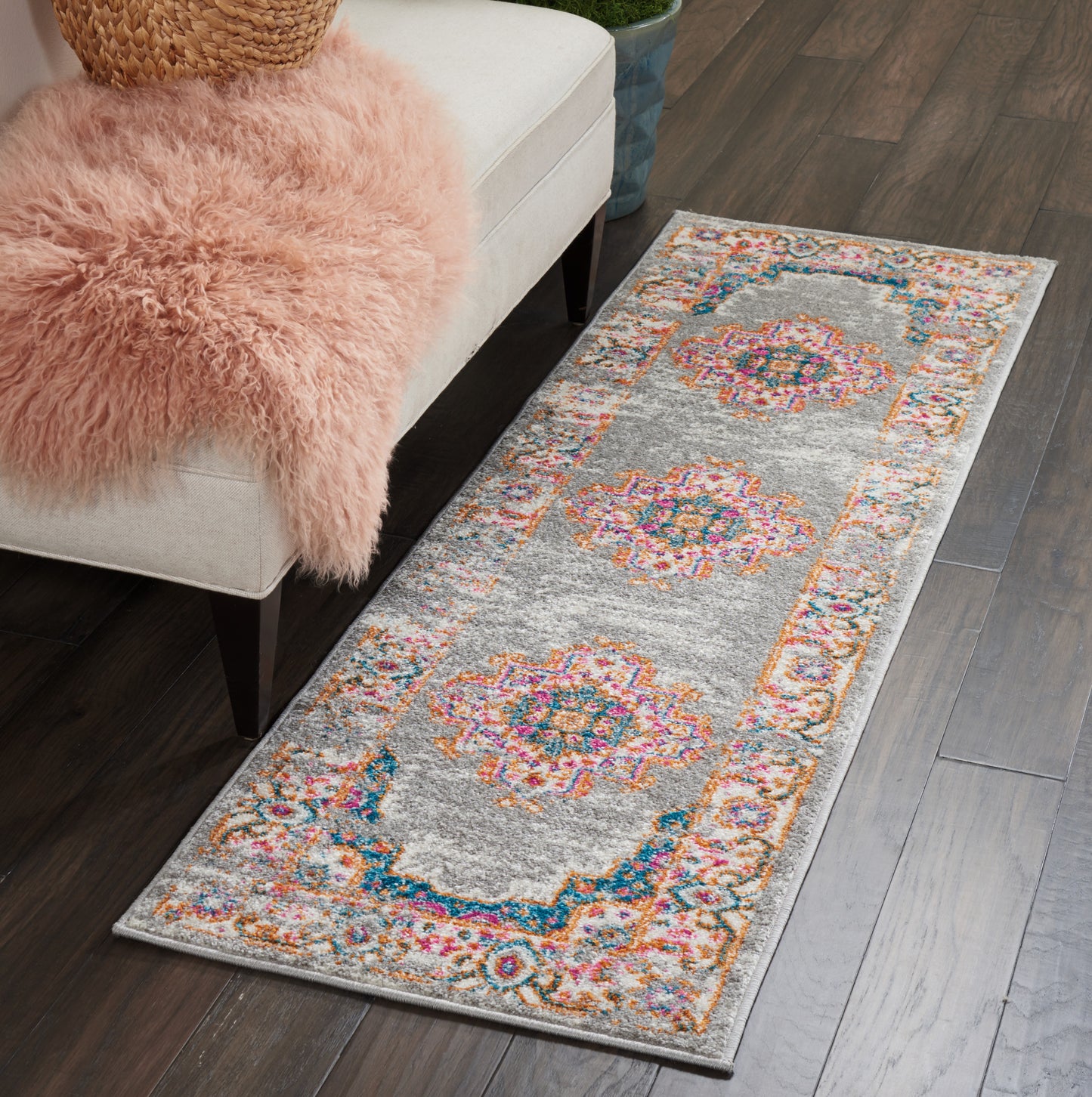 Nourison Passion 1'10" x 6' Grey Bohemian Indoor Rug