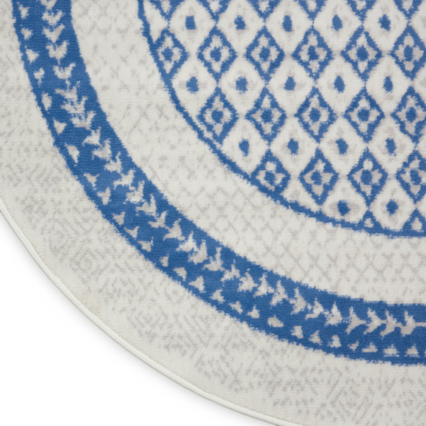 Nourison Whimsicle 5' x Round Ivory Blue Farmhouse Indoor Rug