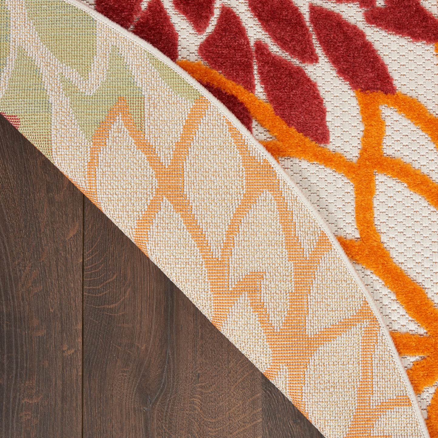 Nourison Aloha 7'10" x Round Red Multicolor Tropical Rug