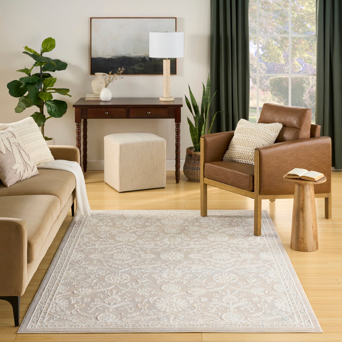 Nourison Isla 7'10" x 9'10" Light Grey Vintage Indoor Rug