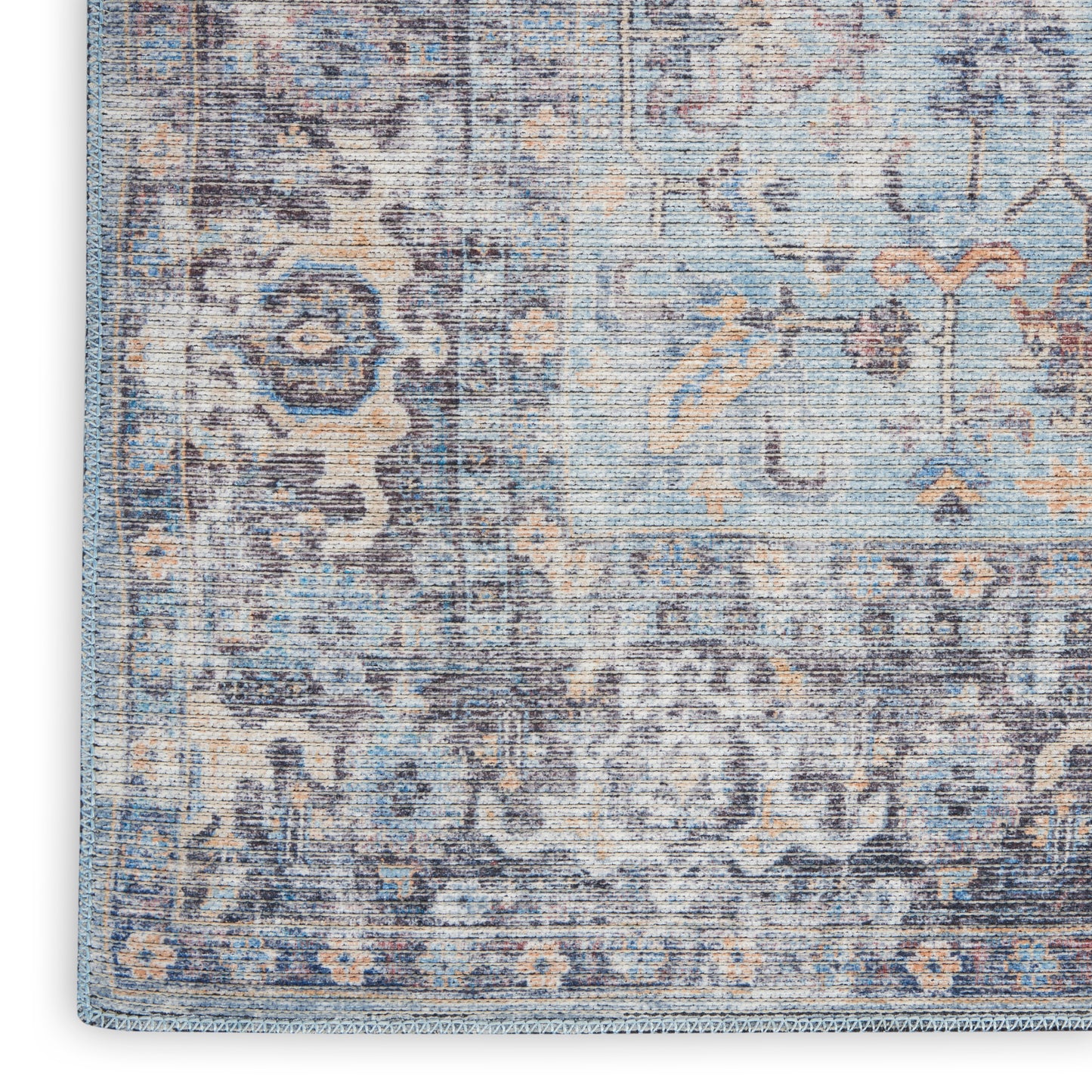 Nicole Curtis Machine Washable Series 1 6' x 9' Light Grey/Blue Vintage Indoor Rug