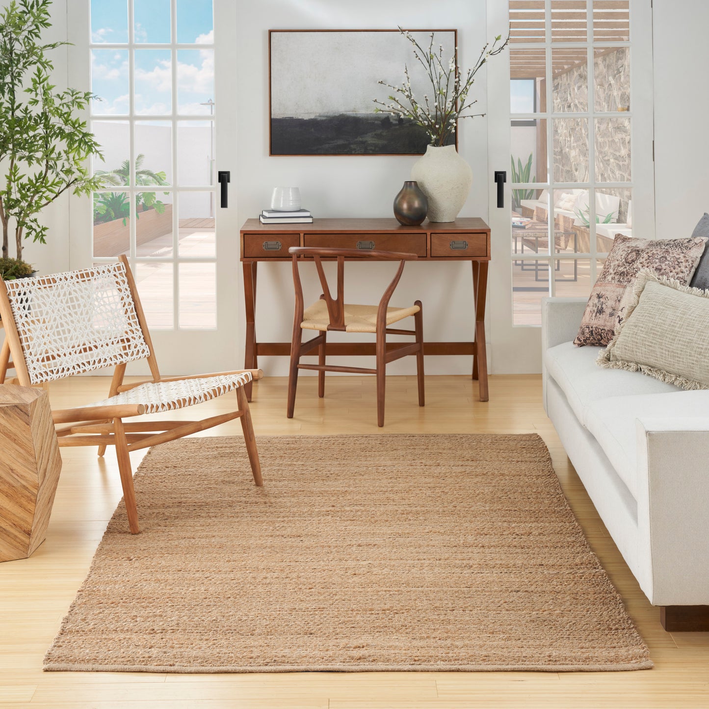 Nourison Natural Jute 5' x 7' Natural Farmhouse Indoor Rug