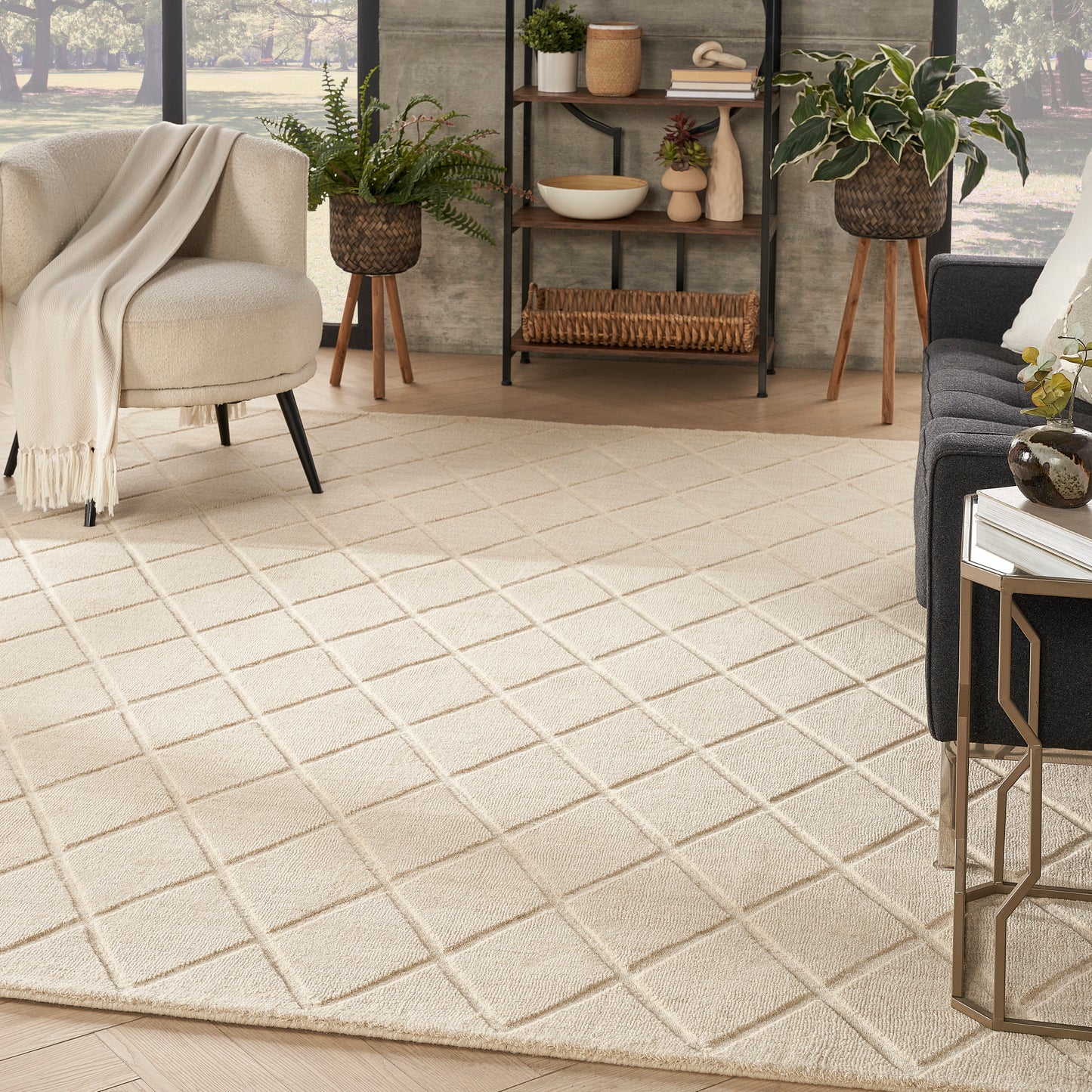 Nourison Wool Haven 7'9" x 9'9" Ivory Modern Indoor Rug
