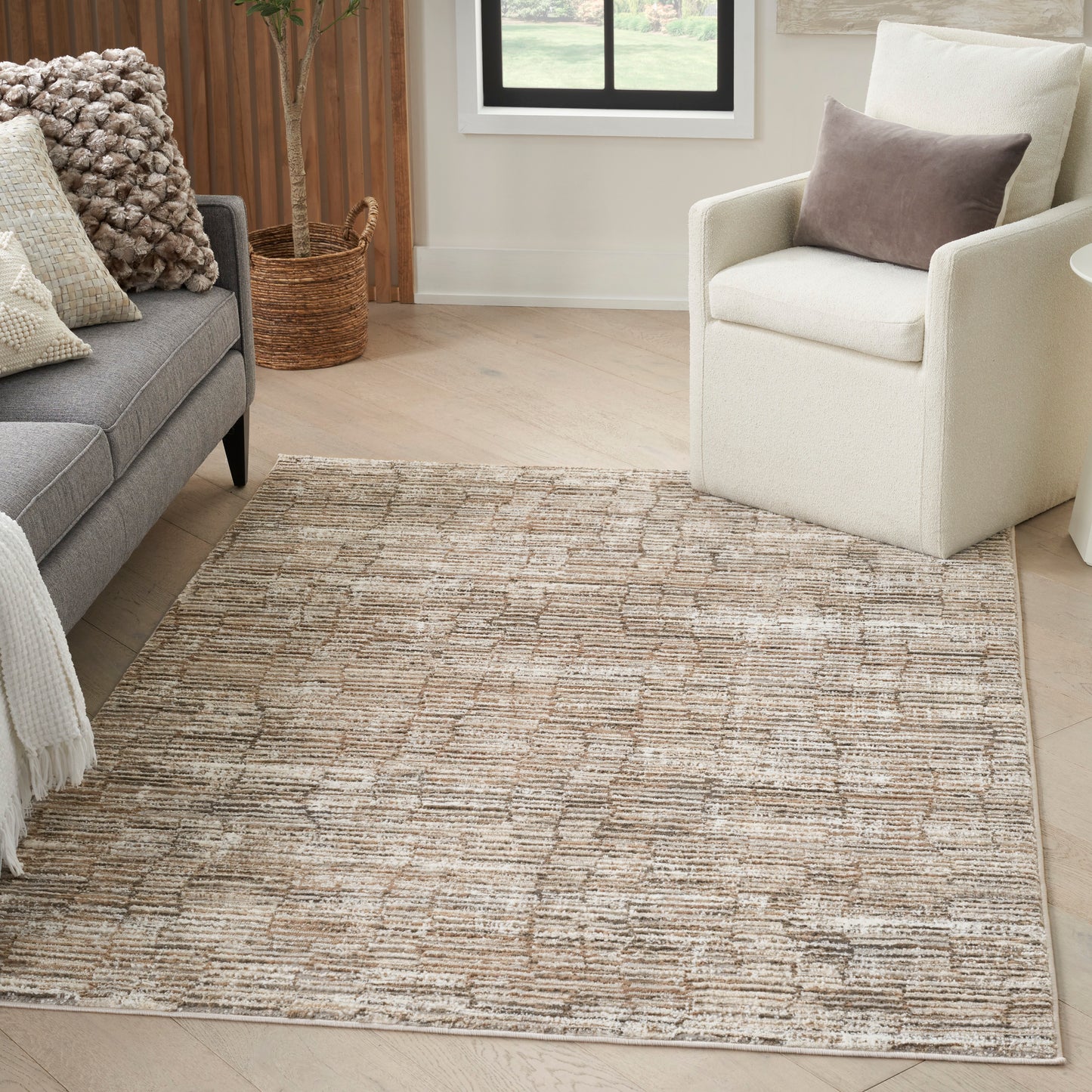 Nourison Sustainable Trends 5'3" x 7'3" Ivory Mocha Modern Indoor Rug
