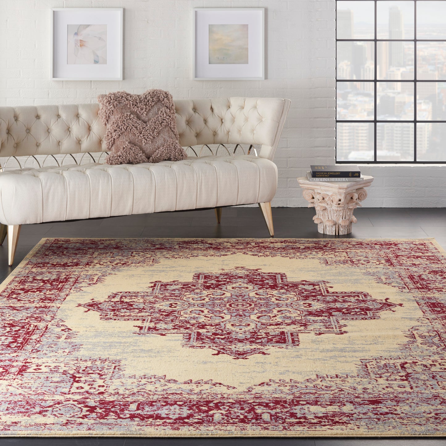 Nourison Grafix 7' x 10' Cream Red Vintage Indoor Rug