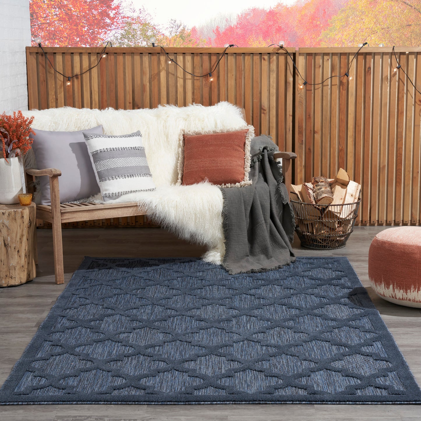 Nourison Easy Care 5' x 7' Navy Blue Modern Rug