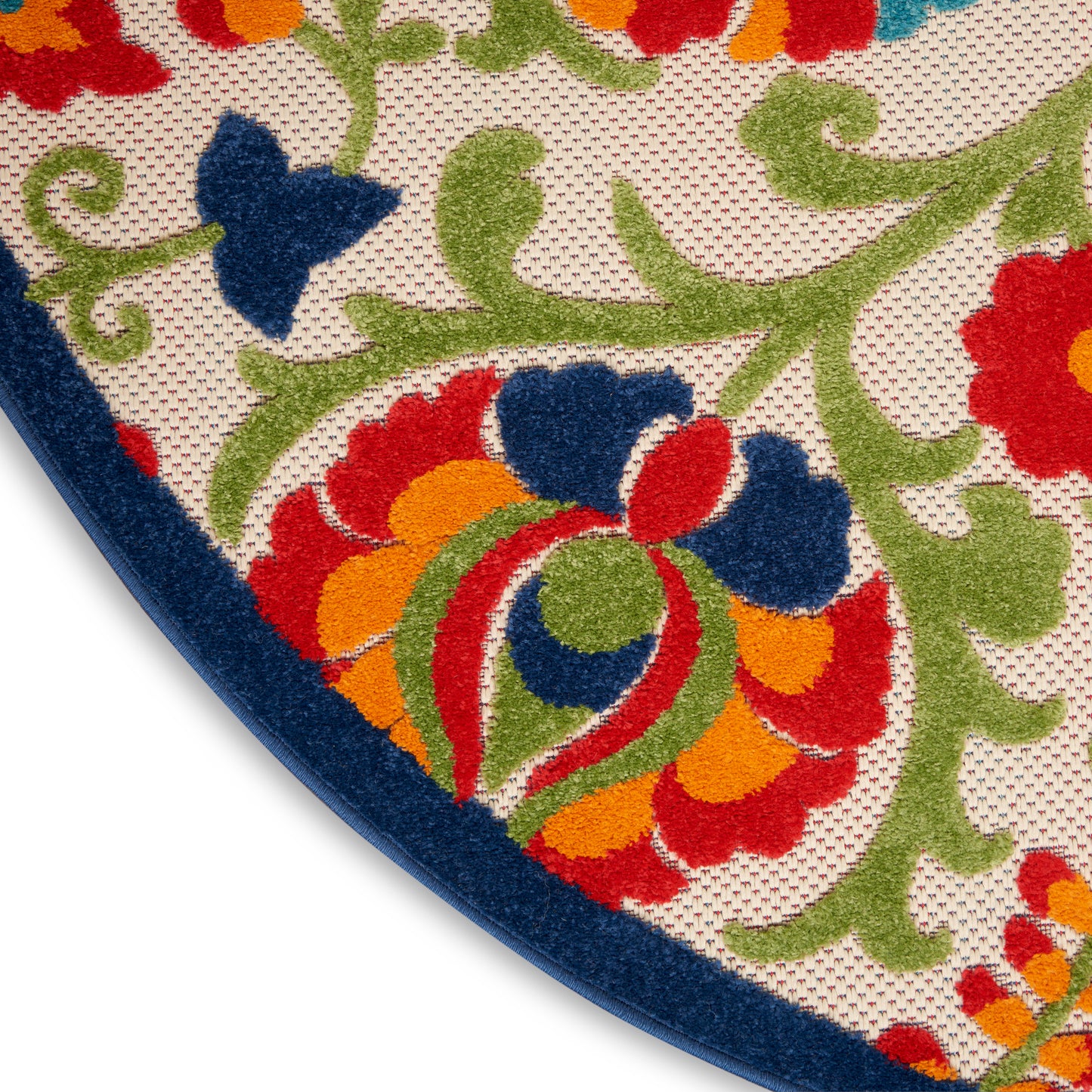 Nourison Aloha 5'3" x Round Multicolor Farmhouse Rug