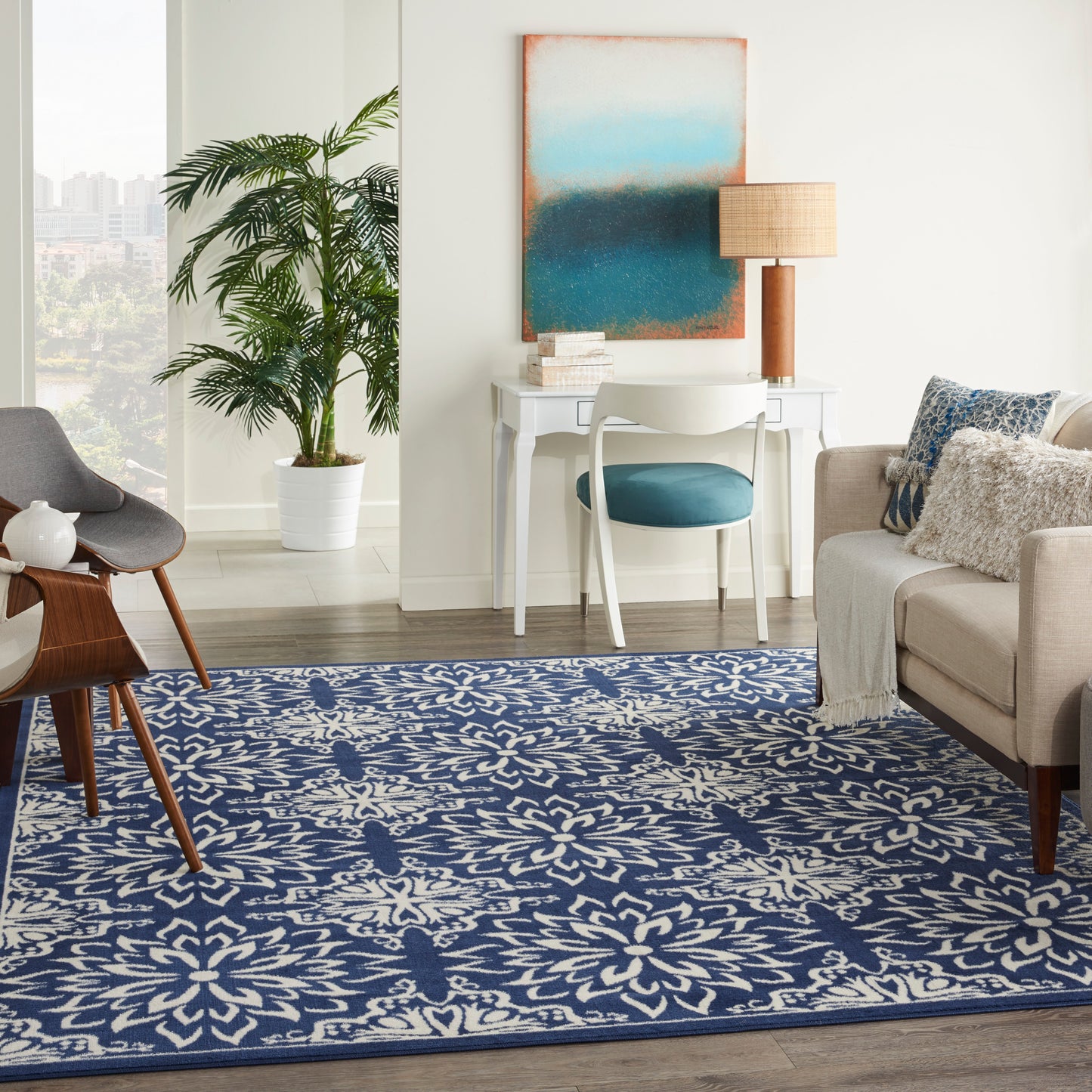 Nourison Jubilant 7'10" x 9'10" Navy/Ivory Farmhouse Indoor Rug