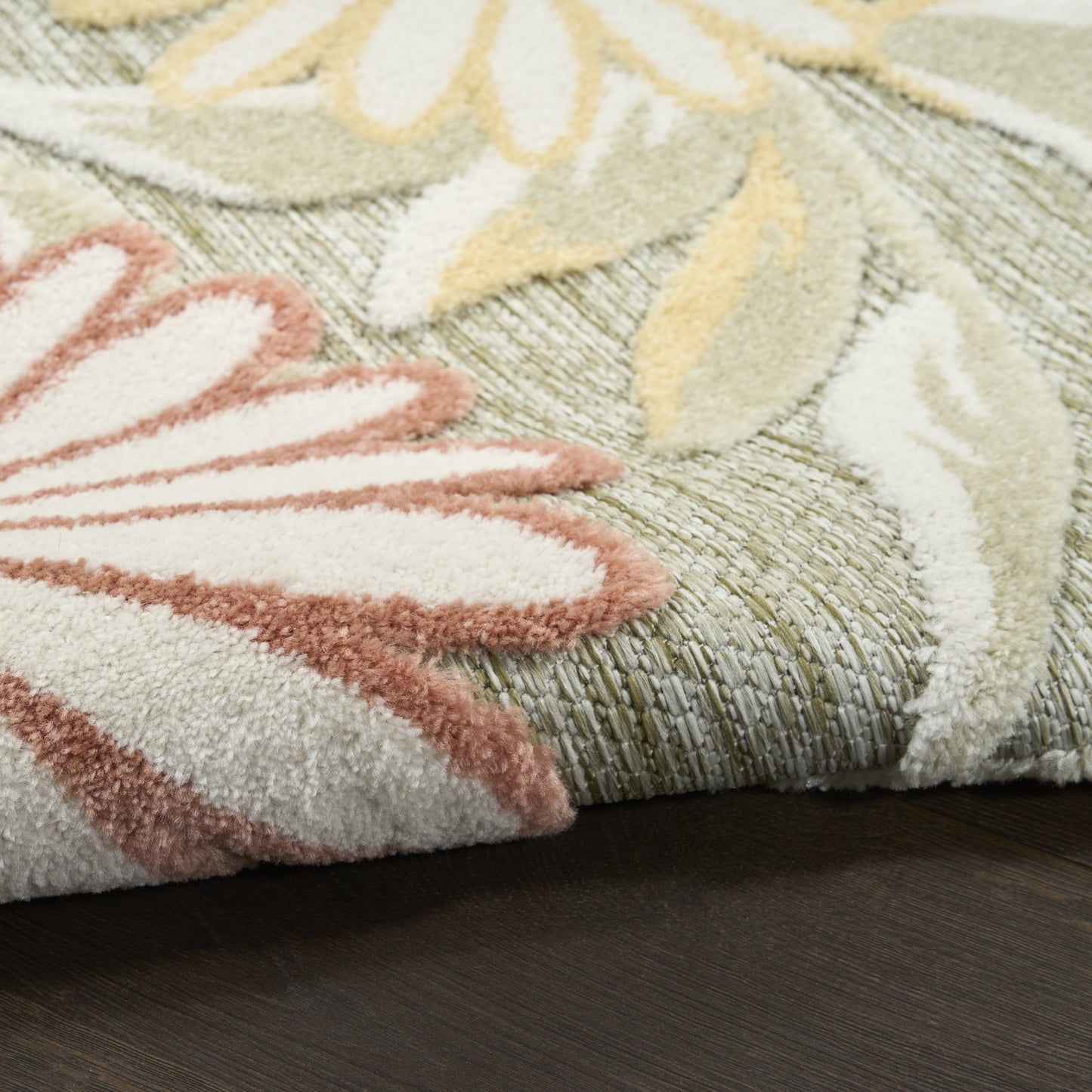 Nourison Aloha 2'8" x 4' Sage Rose Outdoor Rug