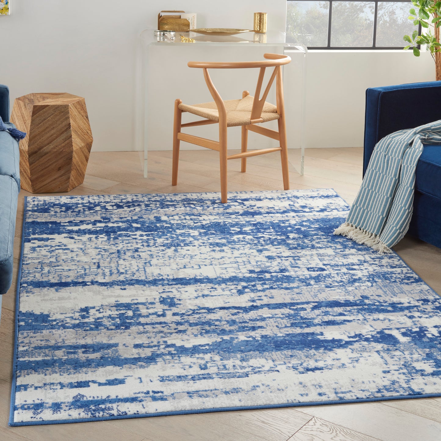 Nourison Whimsicle 5' x 7' Ivory Navy Modern Indoor Rug