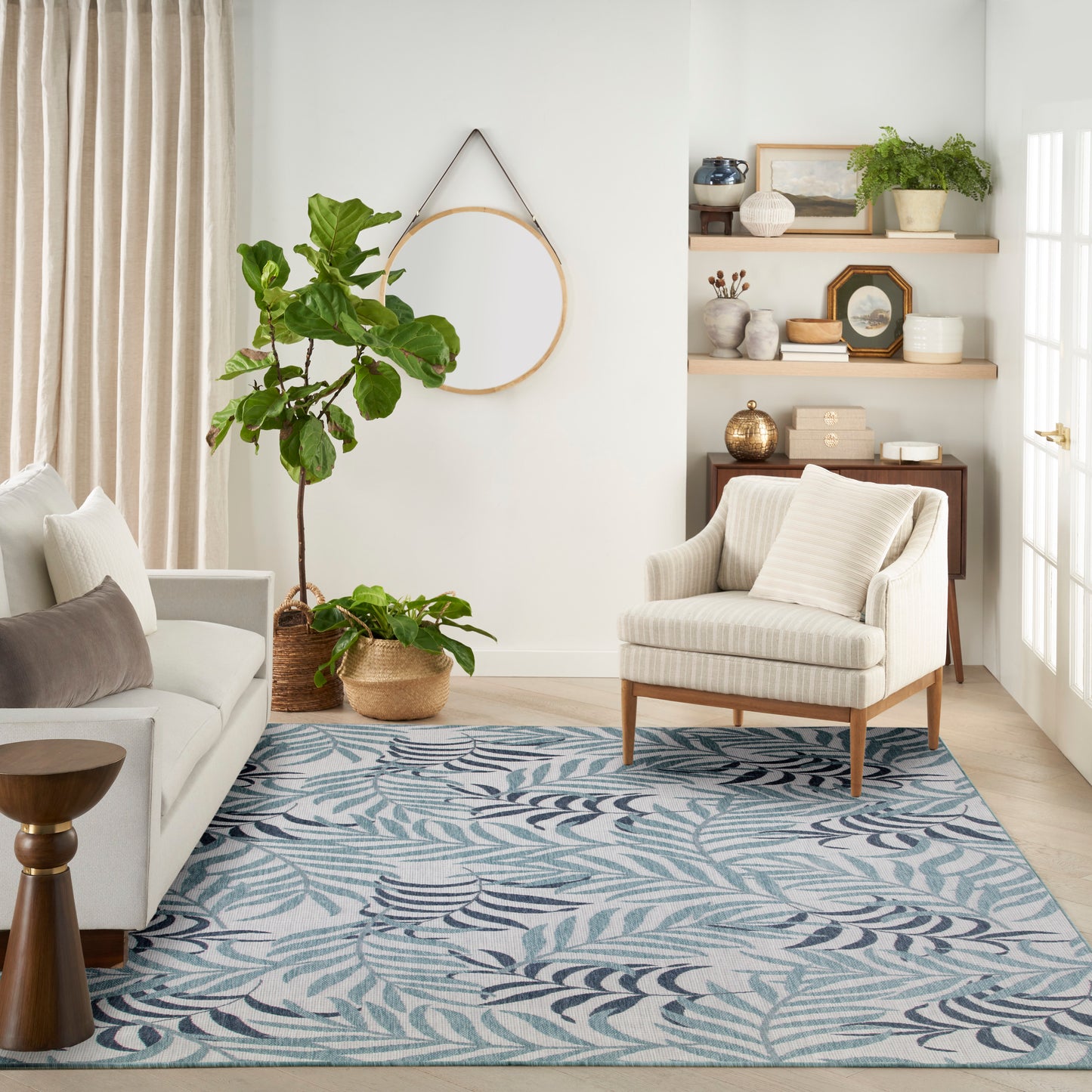 Nourison Garden Oasis 9' x 12' Blue Tropical Rug