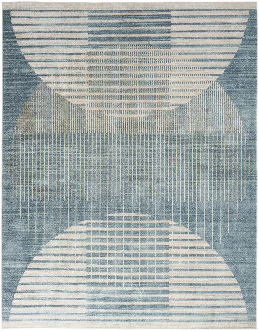 Nourison Astra Machine Washable 6'7" x 9' Blue Mid-Century Modern Indoor Rug