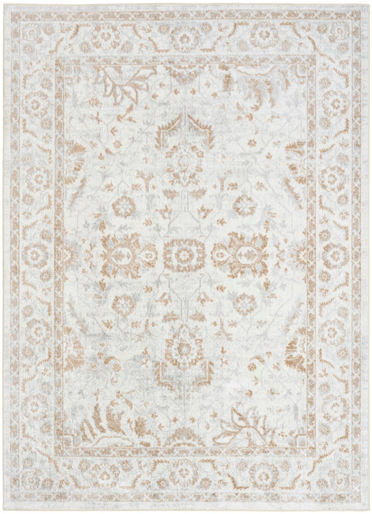 Nourison Astra Machine Washable 4' x 6' Grey Vintage Indoor Rug