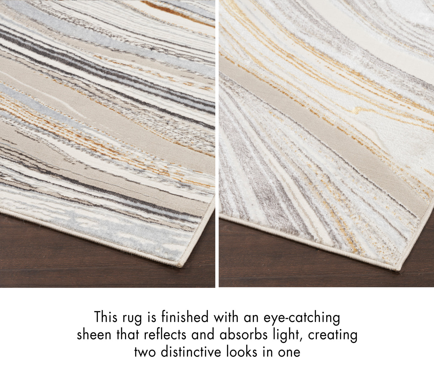 Nourison Glitz 3'11" x 5'11" Grey Gold Modern Indoor Rug