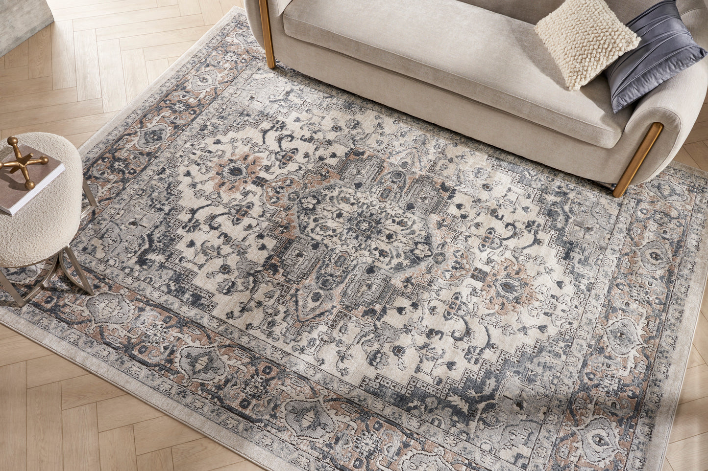 Nourison Quarry 6' x 9' Ivory Grey Farmhouse Indoor Rug