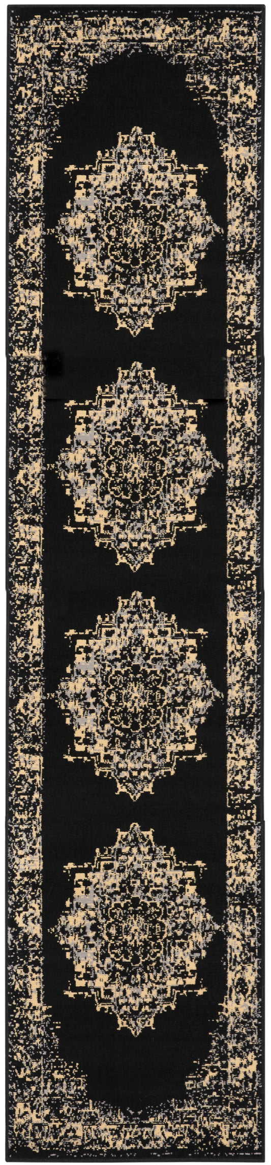 Nourison Grafix 2'3" x 12' Black Vintage Indoor Rug