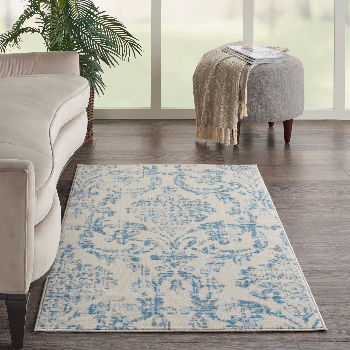Nourison Jubilant 3' x 5' Ivory Blue Vintage Indoor Rug