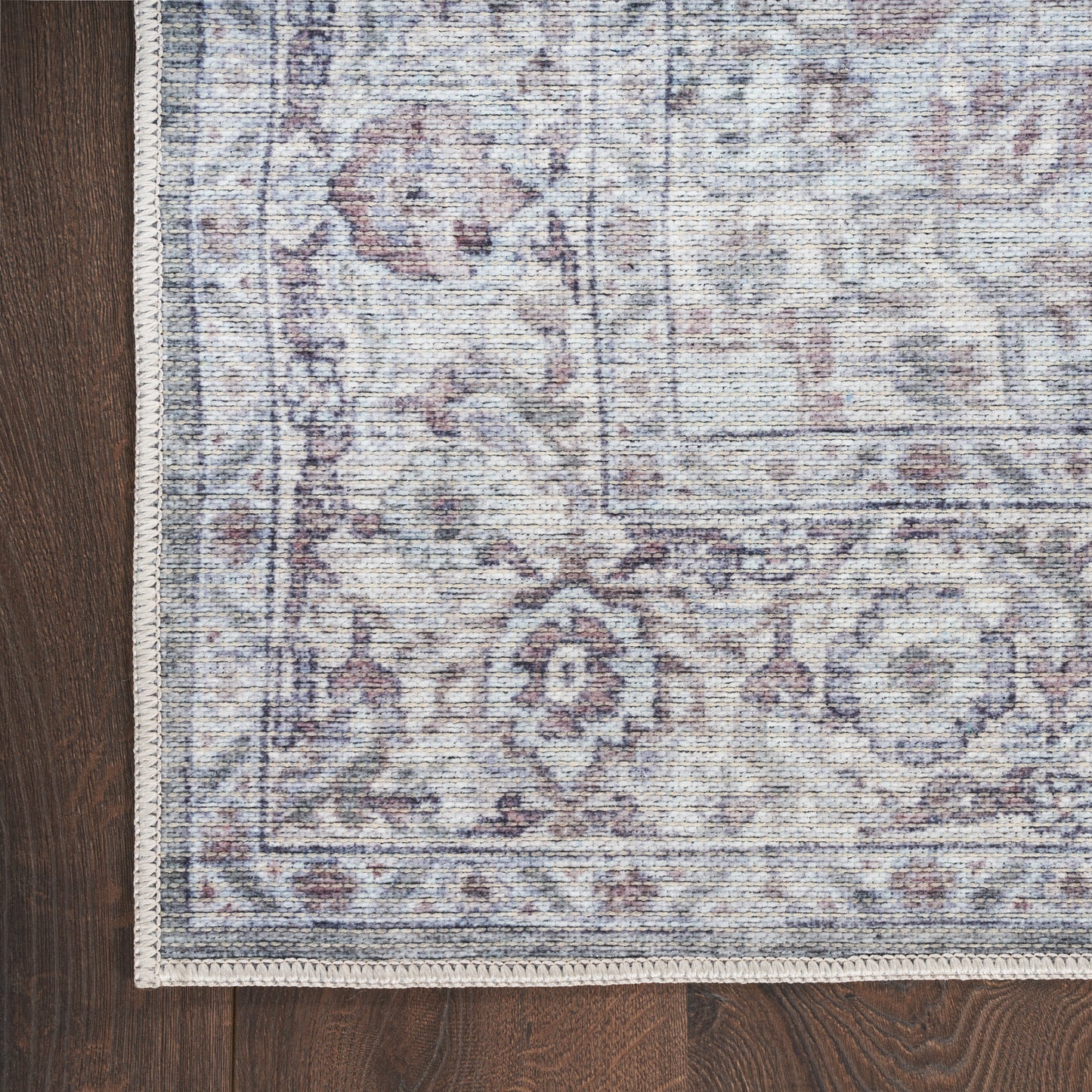Nicole Curtis Machine Washable Series 1 2'2" x 10' Ivory Grey Vintage Indoor Rug