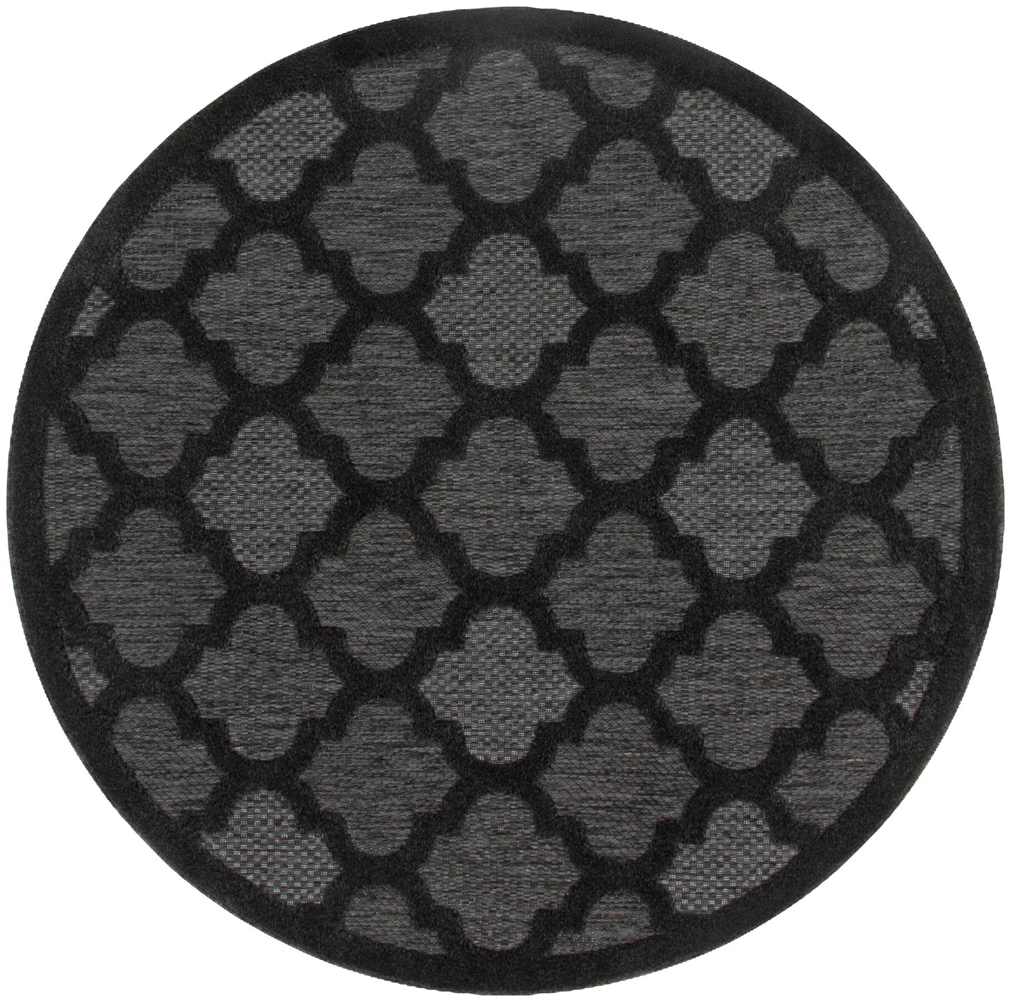 Nourison Easy Care 5' x Round Charcoal Black Modern Rug