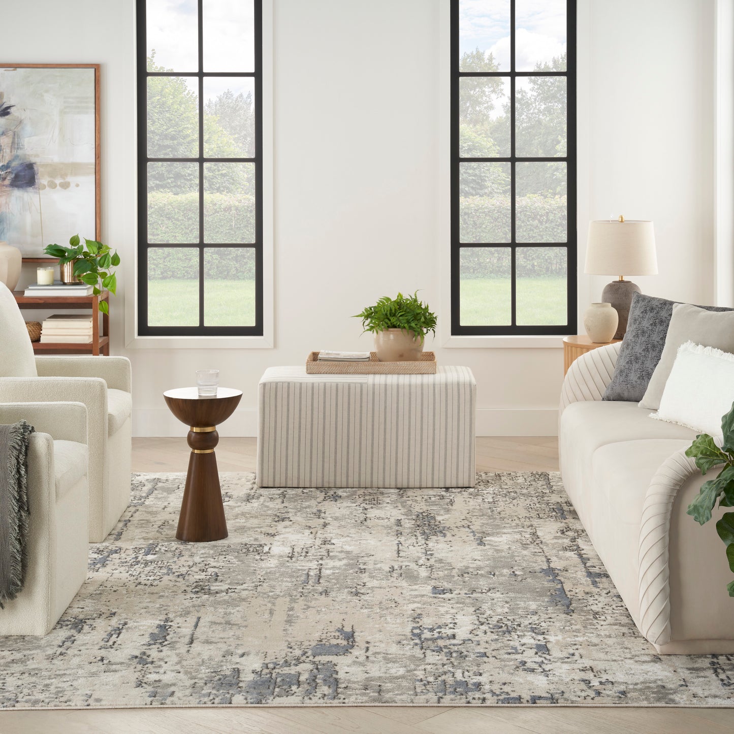 Nourison Quarry 5'3" x 7'3" Ivory Blue Grey Modern Indoor Rug