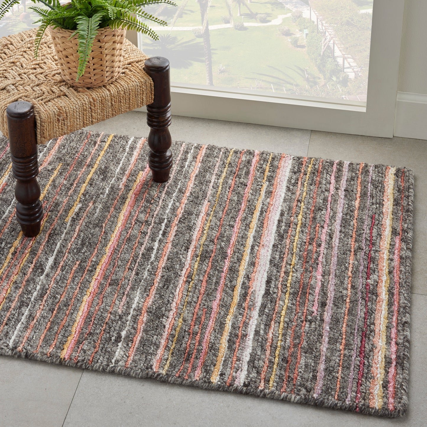 Nourison Plateau 2' x 3' Grey Flame Modern Indoor Rug