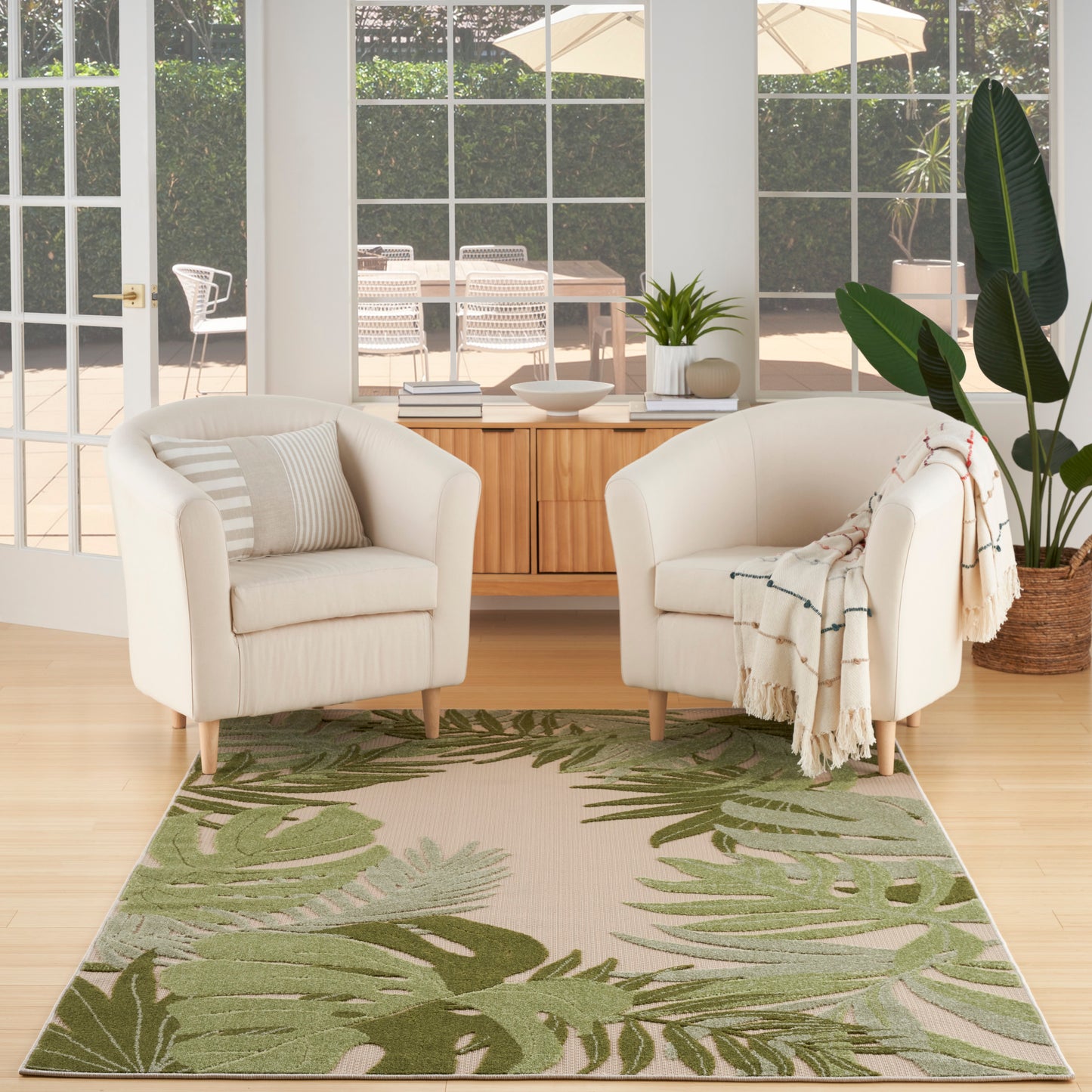Nourison Aloha 6' x 9' Ivory Green Outdoor Rug