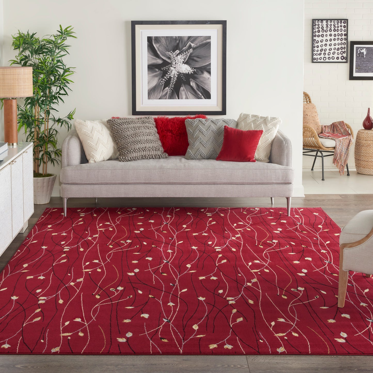 Nourison Grafix 8'6" x 12' Red Contemporary Indoor Rug