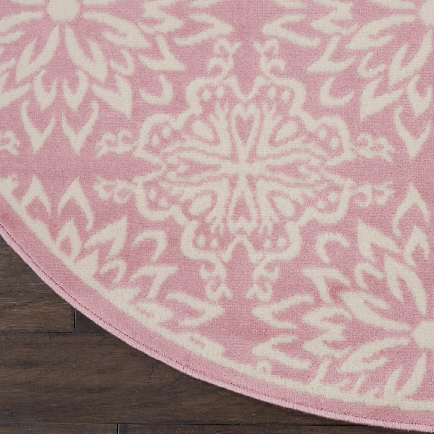 Nourison Jubilant 8' x Round Ivory Pink Farmhouse Indoor Rug