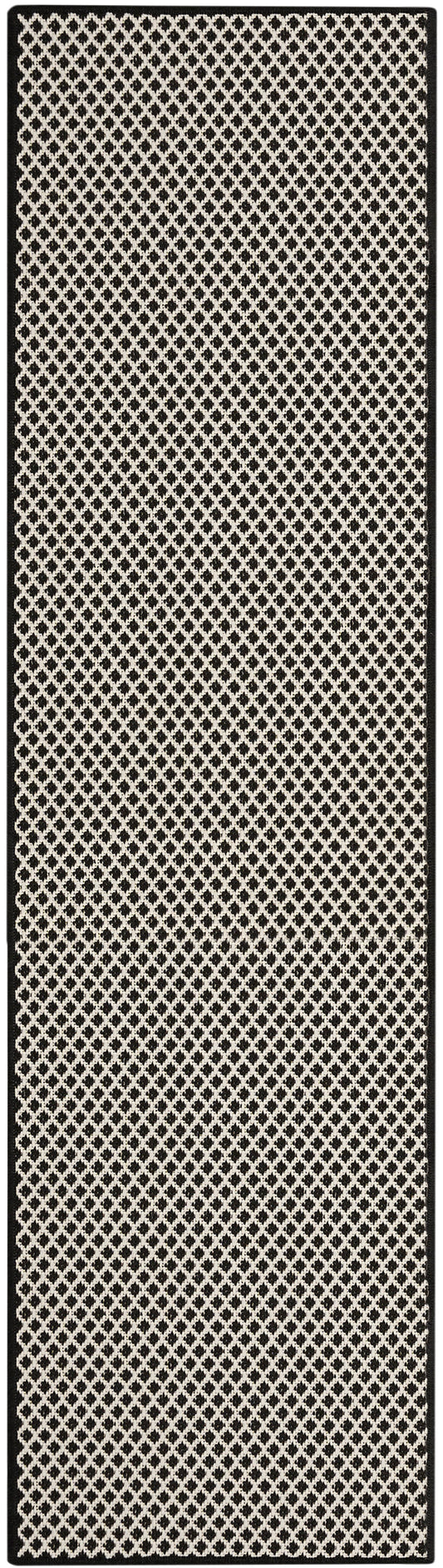 Nourison Courtyard 2' x 6' Black White Modern Rug