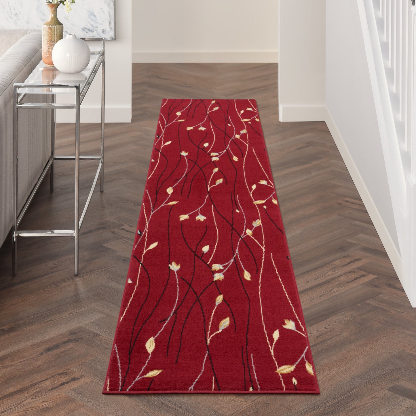 Nourison Grafix 2'3" x 12' Red Contemporary Indoor Rug